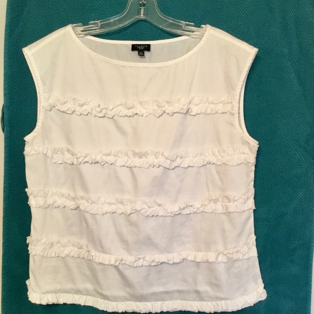 Talbots ruffle front cotton top